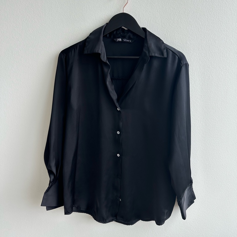Zara black silk blouse